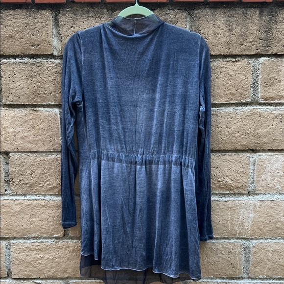 Nina Kendosa Paris Dark grayish Blue open front long sleeve cardigan‎ size M/L - Picture 7 of 9